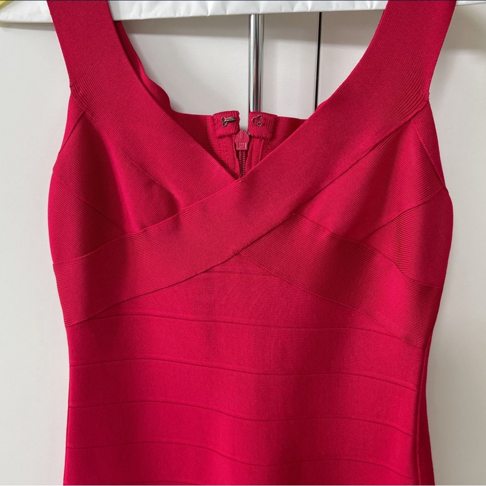 Herve Leger dress, berry color, Size M. Used once and dry cleaned.